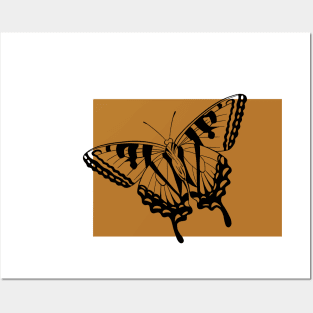 Simple Monarch Butterfly In Black And Burnt Orange Posters and Art